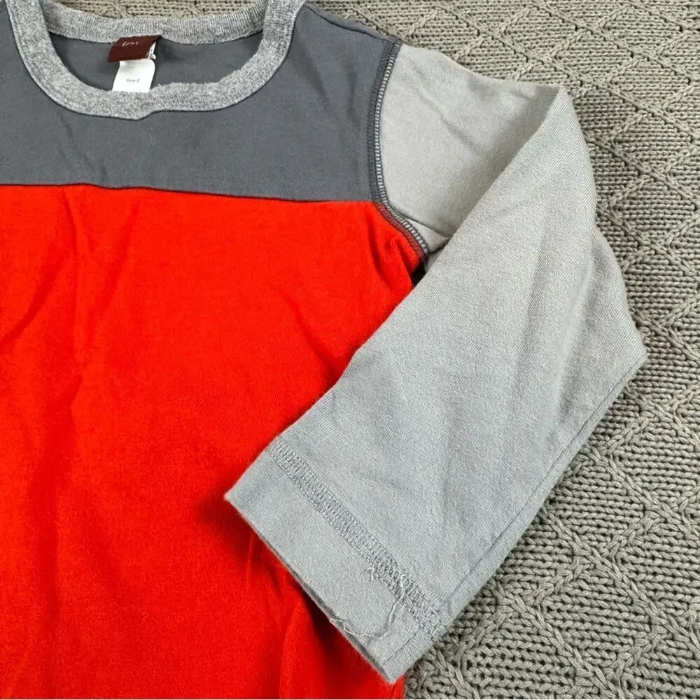 Tea Collection Gray & Red Color Block Long Sleeved Shirt ~ 2
